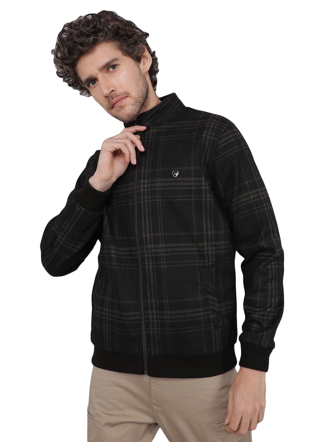 crimsoune club Men's Brown Checkered Bomber Reversible Jacket-picture-21