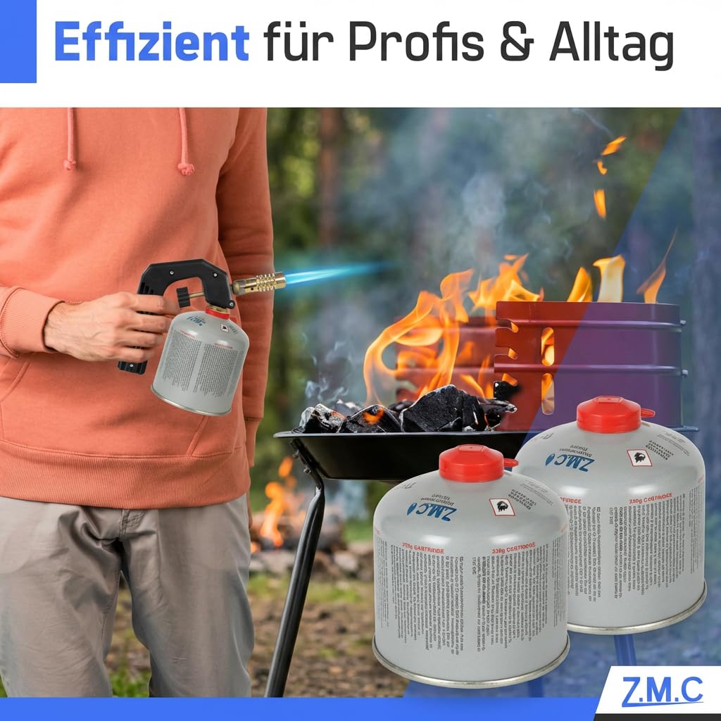Z.M.C Kartridże gazowe 230 g/485 ml z zaworem śrubowym (2 x kartusze gazowe 230 g)