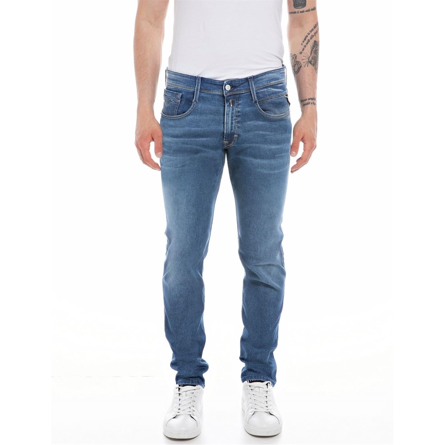 Replay Men's Anbass Slim-Fit Hyperflex Jeans with Stretch, Blue (Medium Blue 009), 30W / 32L