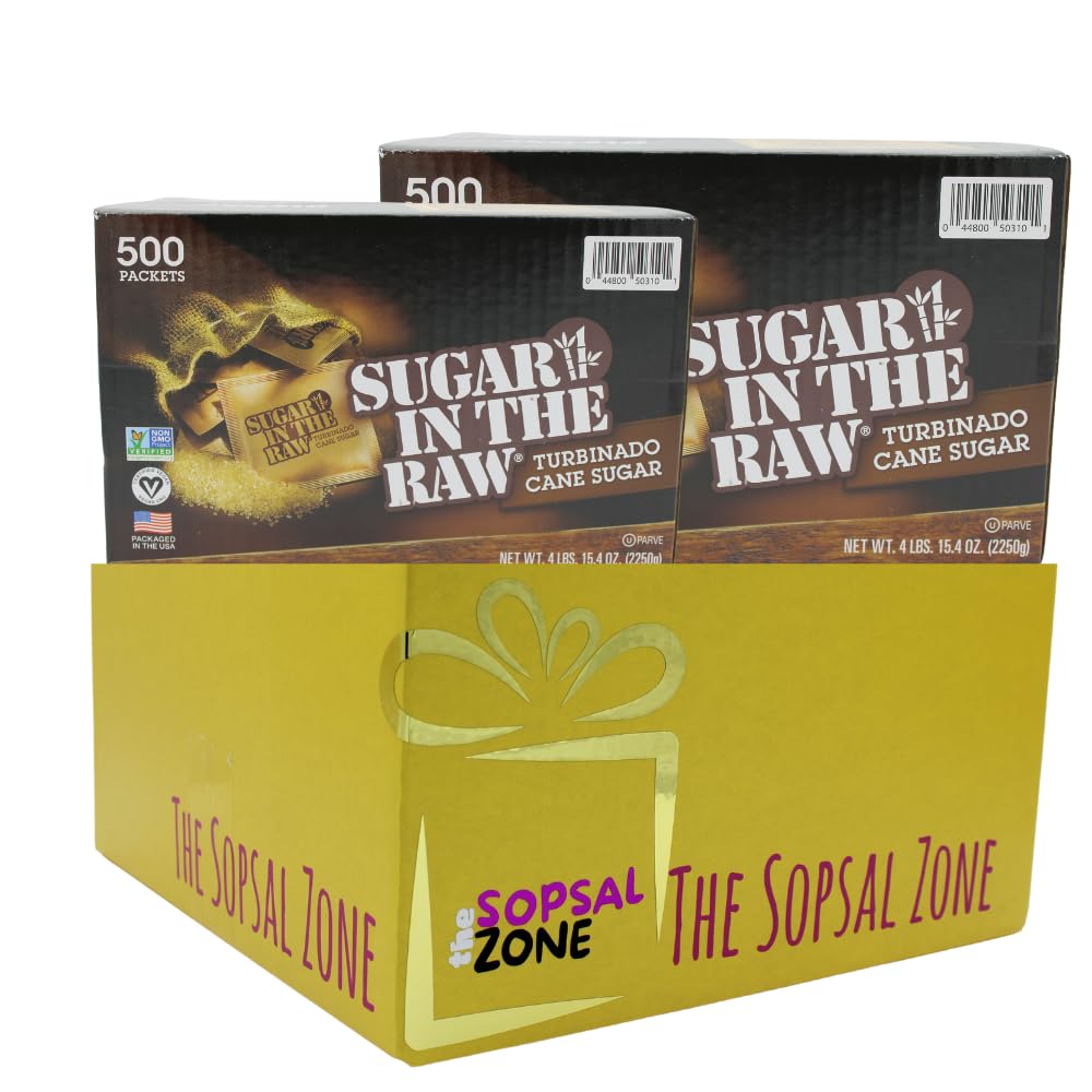 Raw Sugar Packets 0.18 oz Packets, 500 per Carton 2 Pack