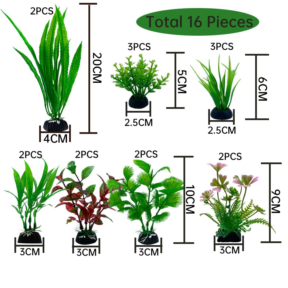 LANCARE Aquarium Fish Tank Plastic Plants, 16 Pcs Artificial Plants for aquarium Fish Tank Decor - Image 3