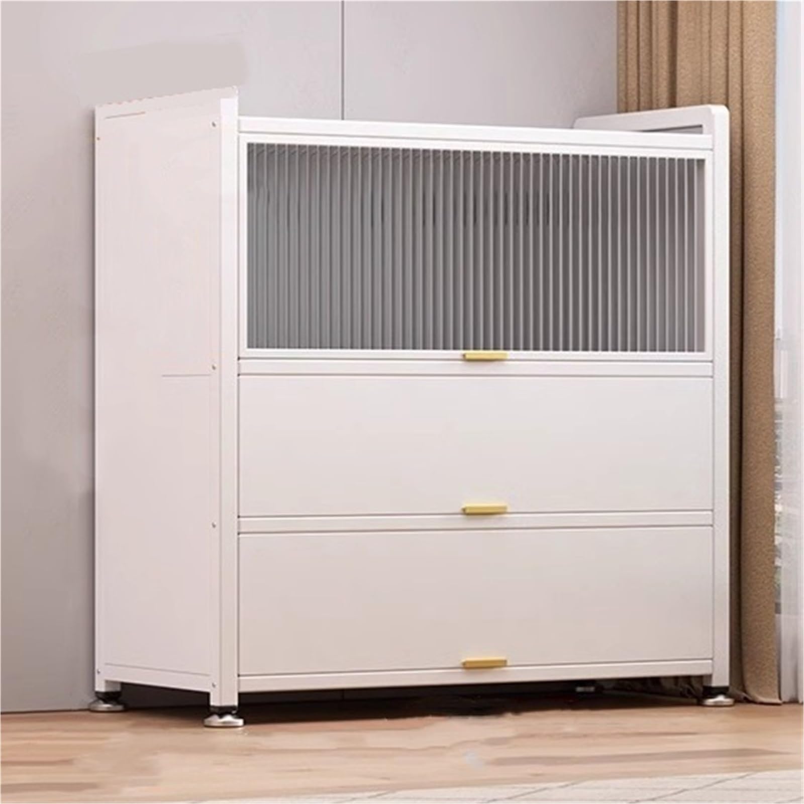 Kitchen Pantry Cabinet Freestanding Storage Cabinet with Transparent Doors Multifunctional Storage for Microwave Oven Spices Pots and Pans,Living Room