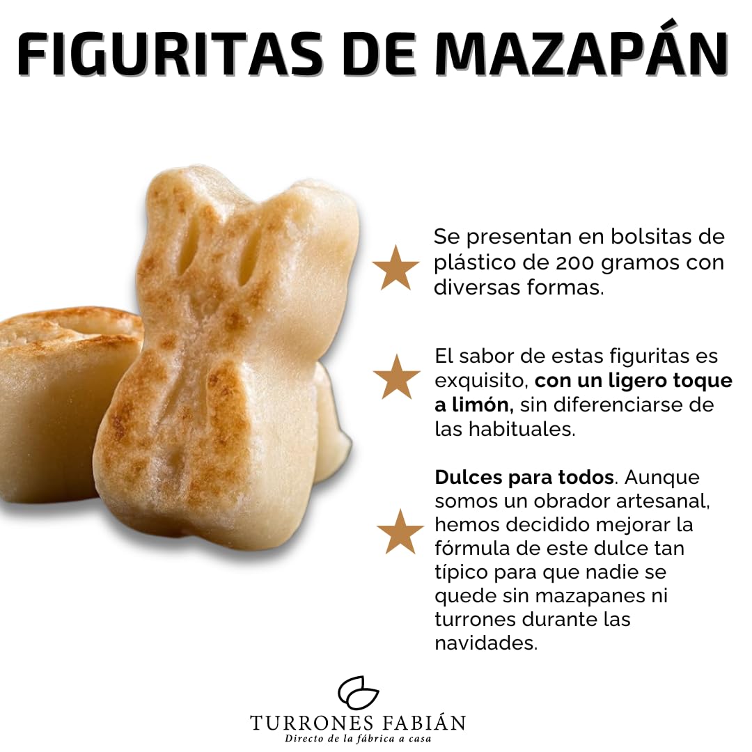 Mazapán sin azúcares añadidos, figuritas individuales en bolsa de 1KG