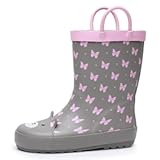 Toddler and Kids Rain Boots with Easy-On Handles&comma; Unisex-Child Waterproof Rubber Rain Boots in Fun Patterns for Girls and Boys &lpar;Toddler&sol;Little Kid&sol;Big Kid&rpar;