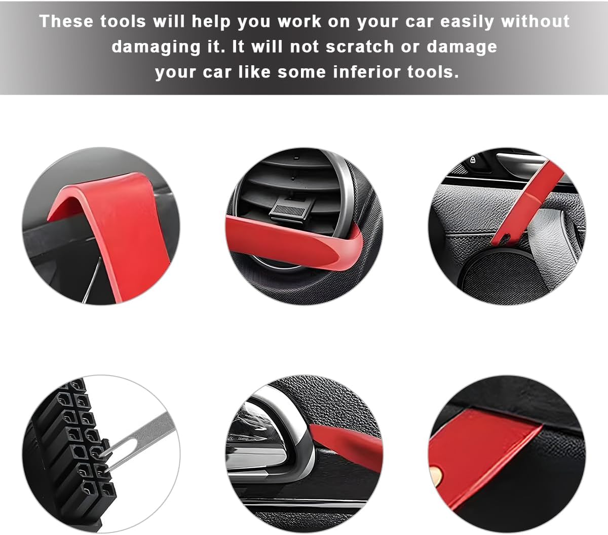 19 PCS Trim Removal Tool Set, Plastic Upholstery Pliers Removal Install Tools with Storage Bag, Panel Fastener Clips Remover Set for Auto Door Audio Stereo Dashboard (Red)