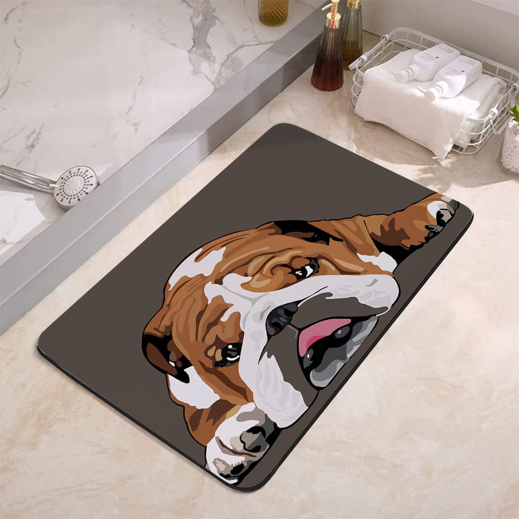 YISUMEI Funny English Bulldog Bathroom Mat, Non-Slip Super Absorption Bath Carpet with Rubber Backing - Image 3