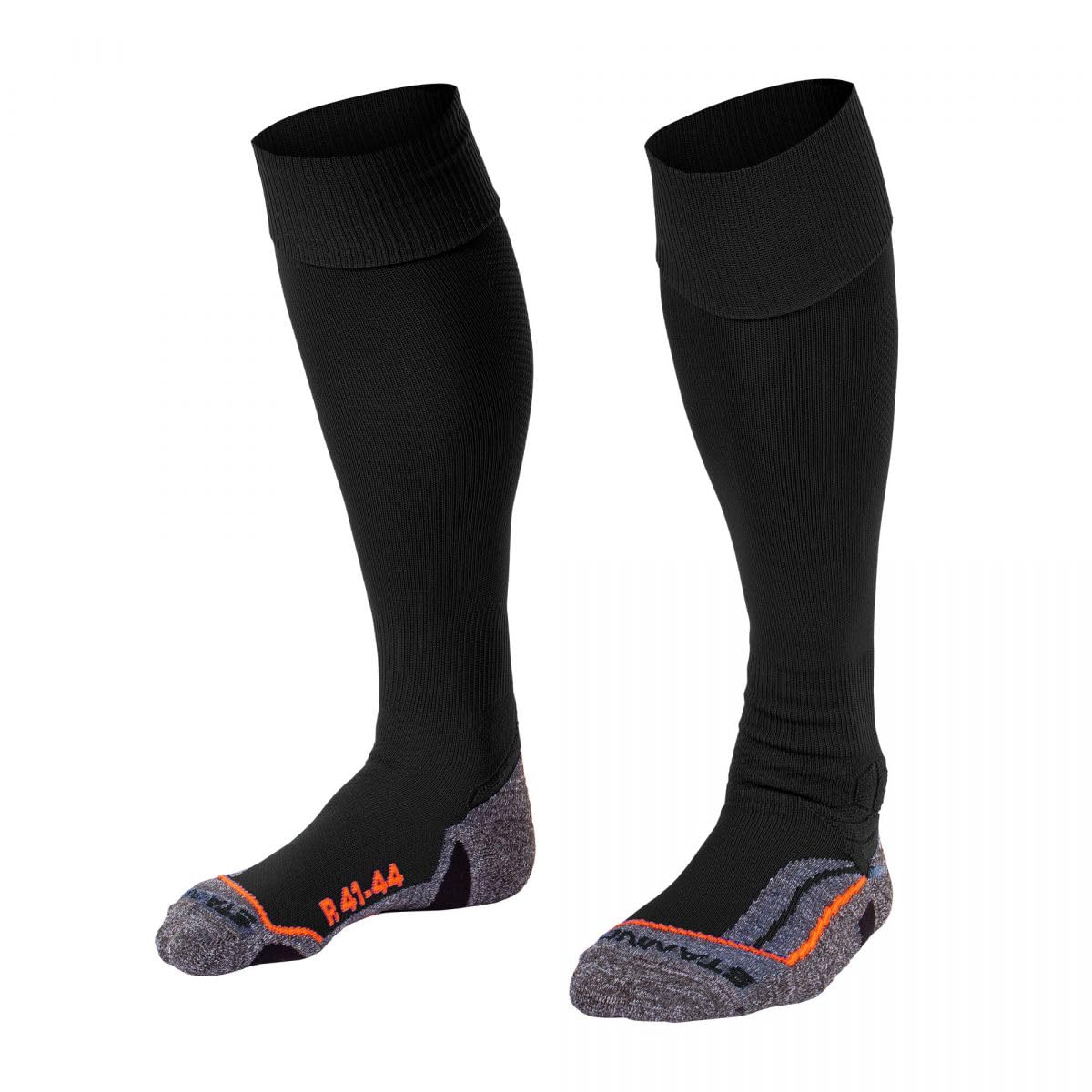 Stanno Men's Black Sports Socks - Uni Pro Socks - Breathable, Ankle-Protected Sports Socks - Left/Right Indicated, 41-44