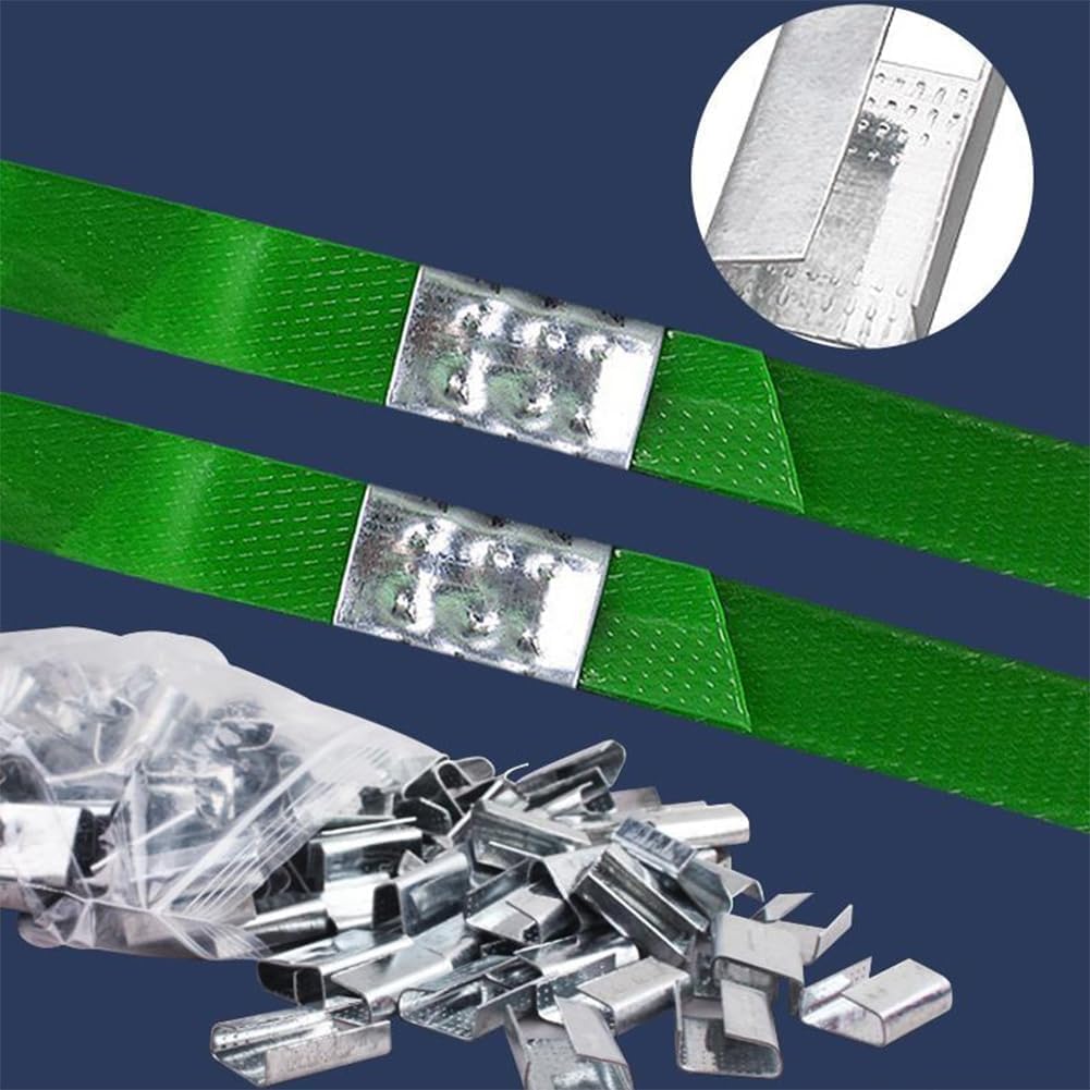 Kit de cerclage Manuel avec tendeur, feuillard de 5 kg et 100 scellés feuillard Pet de 12 à 19 mm de Largeur et de 0,5 à 1,2 mm dépaisseur, Outil demballage de palettes