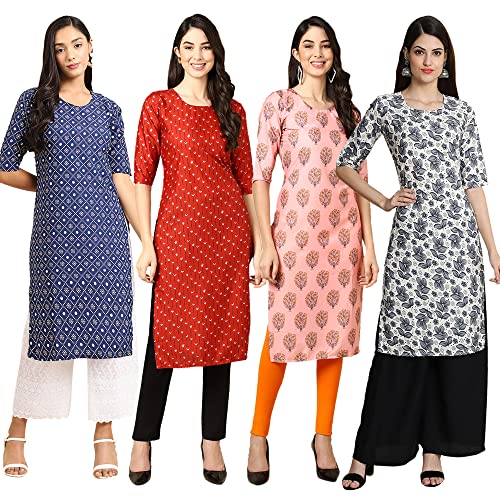 Image of Pinkmint Women's Crepe Digital Print Straight Kurta (RM-348-370-360-366)