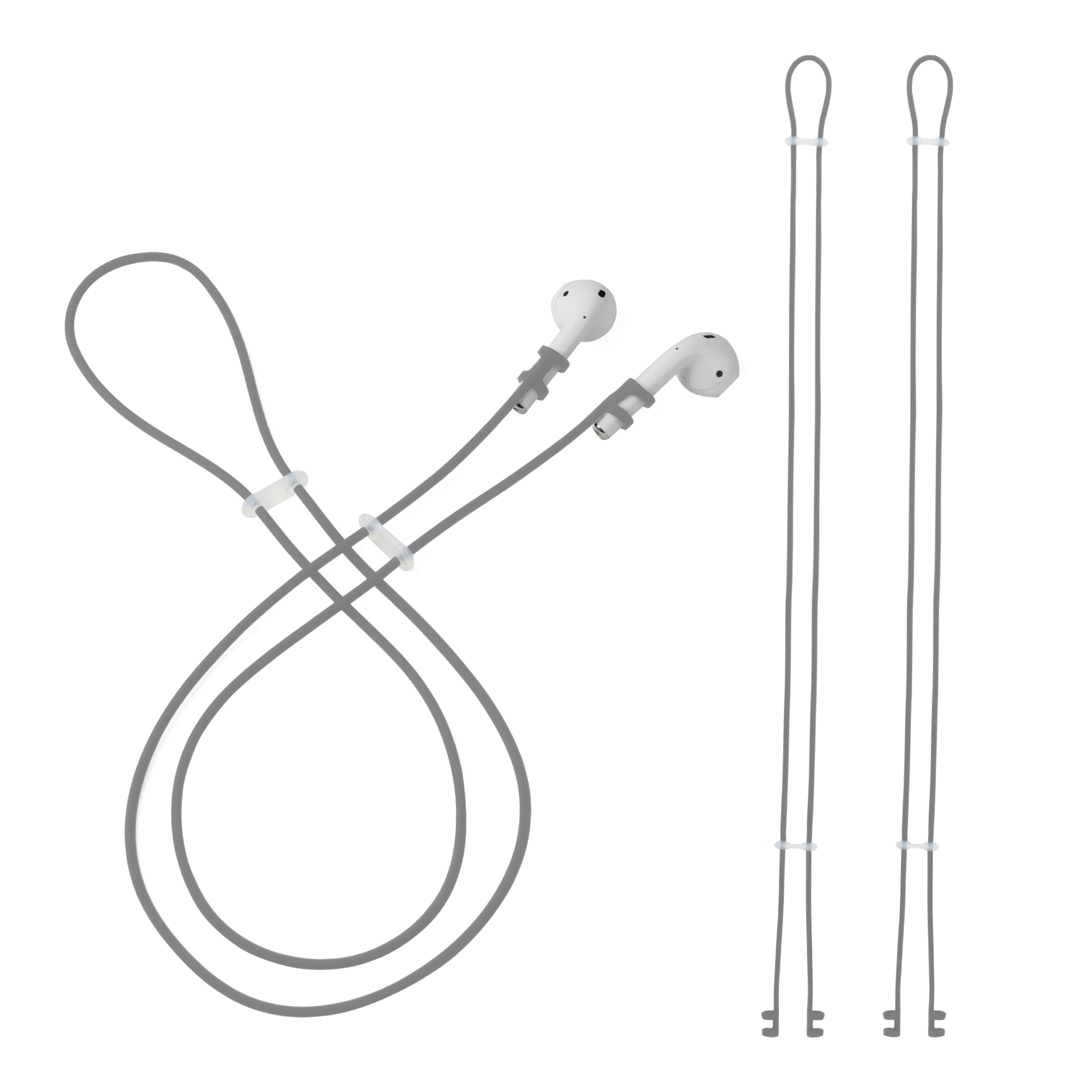Sandian Cinturino anti-smarrimento per auricolari wireless, design a doppio anello, in silicone morbido, compatibile con AirPods, Soundcore, TAGRY, JBL [grigio]