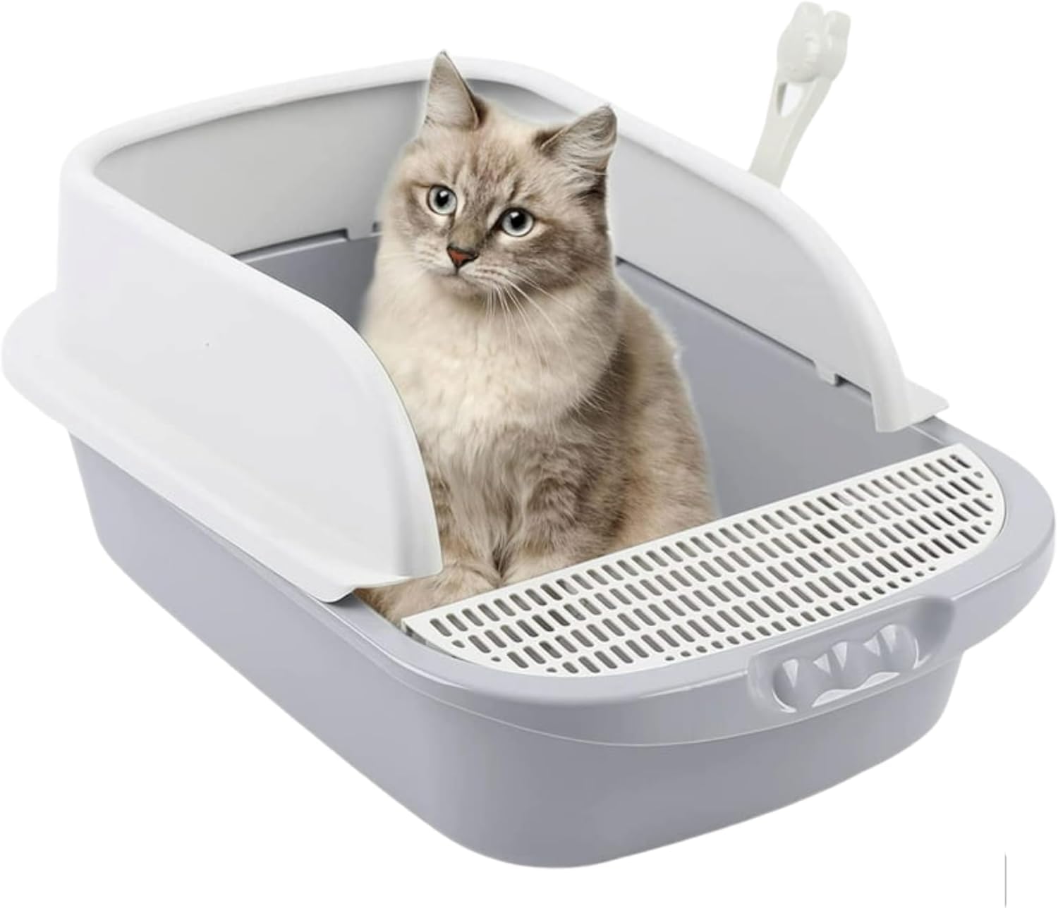 xiangxiang Open cat Litter Box, Removable Cat Litter Box, Easy to Clean Semi-Closed Litter Box for Cats and Small Dogs,Easy to Clean and Assemble (Gray)