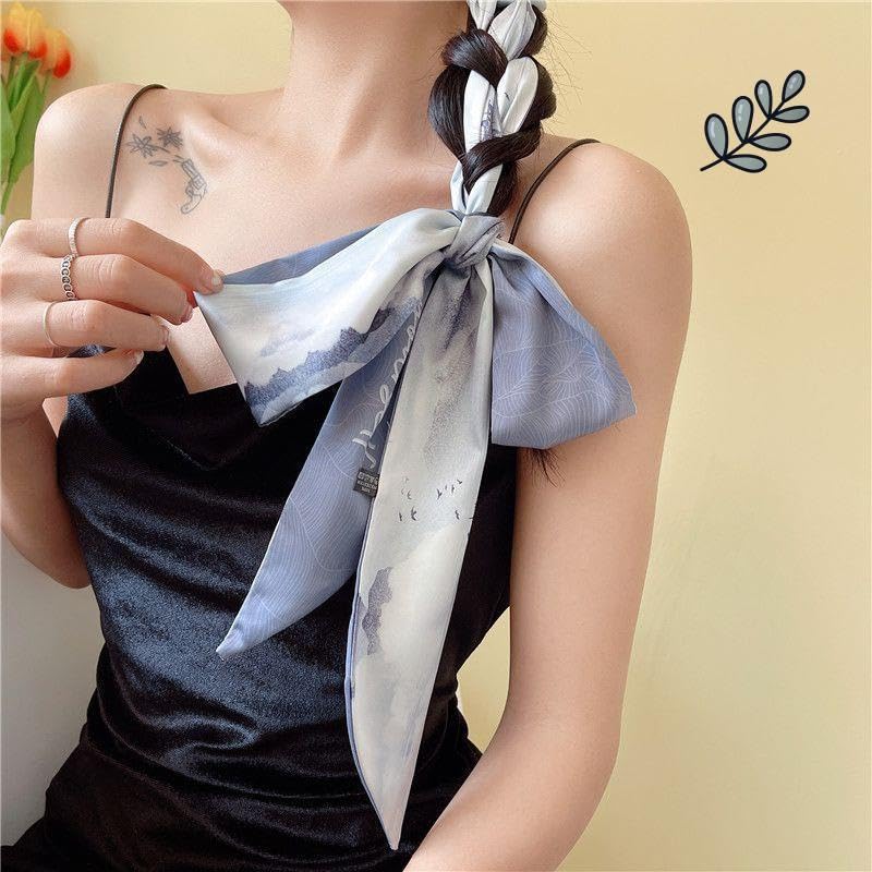 AINIFU Silk Hair Scarf - 8 pcs Women's Chinese Classic Hair Tie - Bag Handbag Handle Ribbon Scarf Hair Head Neck Neckerchief Scarf4