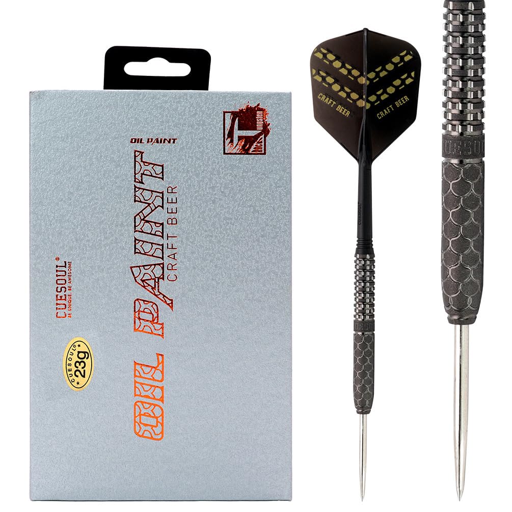 CUESOUL Jeu de fléchettes en tungstène à Pointe en Acier avec Finition à la Peinture à l'huile et ailettes Rost