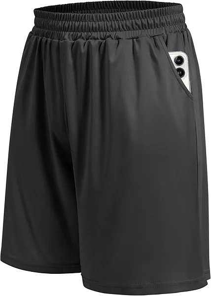 BOOJO 1 Pack Athletic Gym Mens Shorts - Workout Black Quick Dry Basketball Shorts with Pockets for Running Casual Activewear