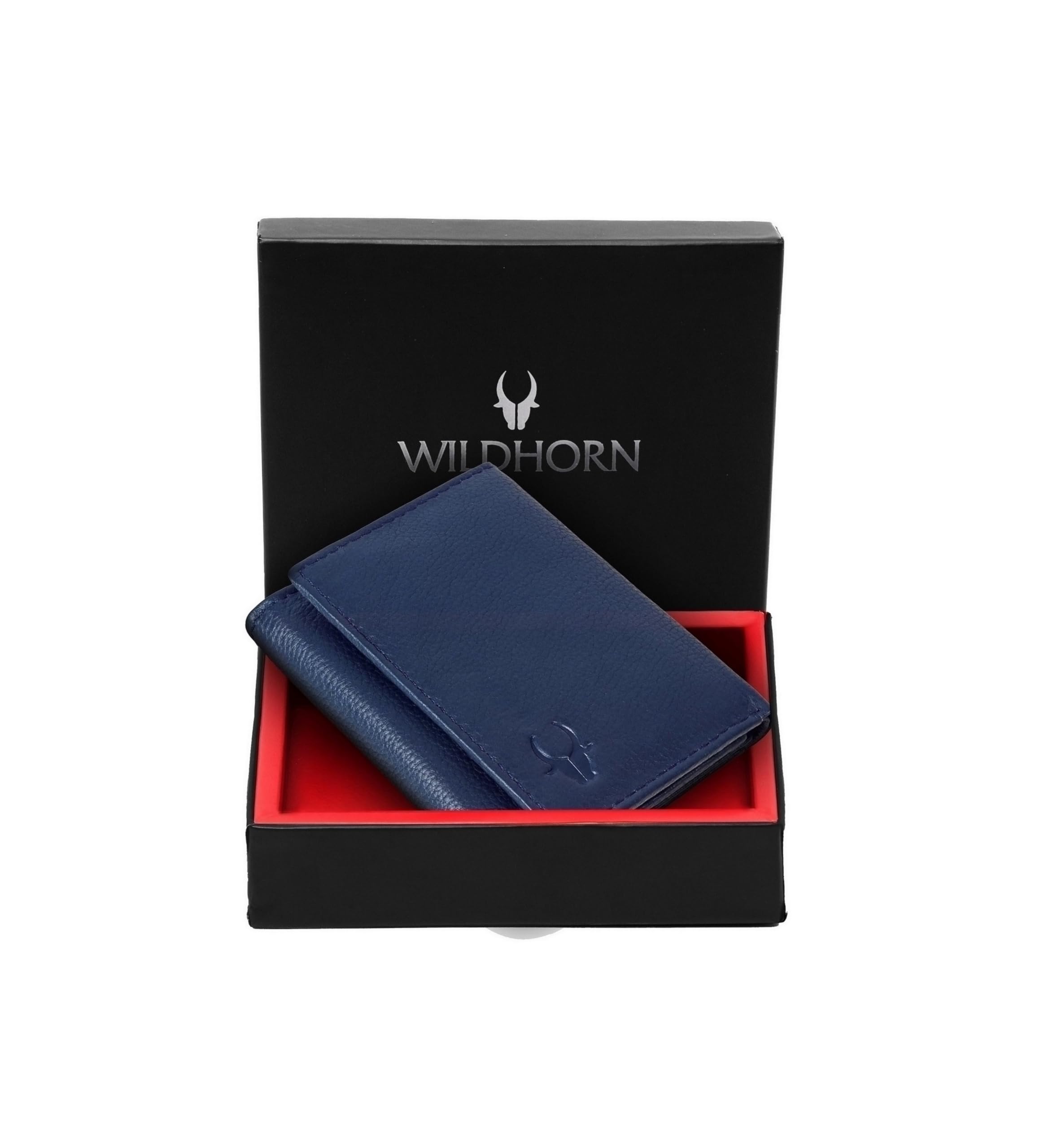 WildHornRfid Protected Leather Wallet For Men, Blue