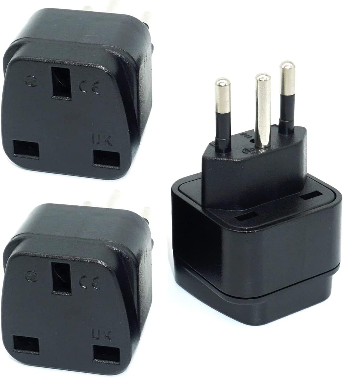 GOMMLEGOMMLE UAE/KSA/UK to Brazil (Type N) Travel Plug Adaptor, 3-Pin Type G UAE/KSA/UK Plug Convert to 3-pin Brazil Socket (3 Pieces)