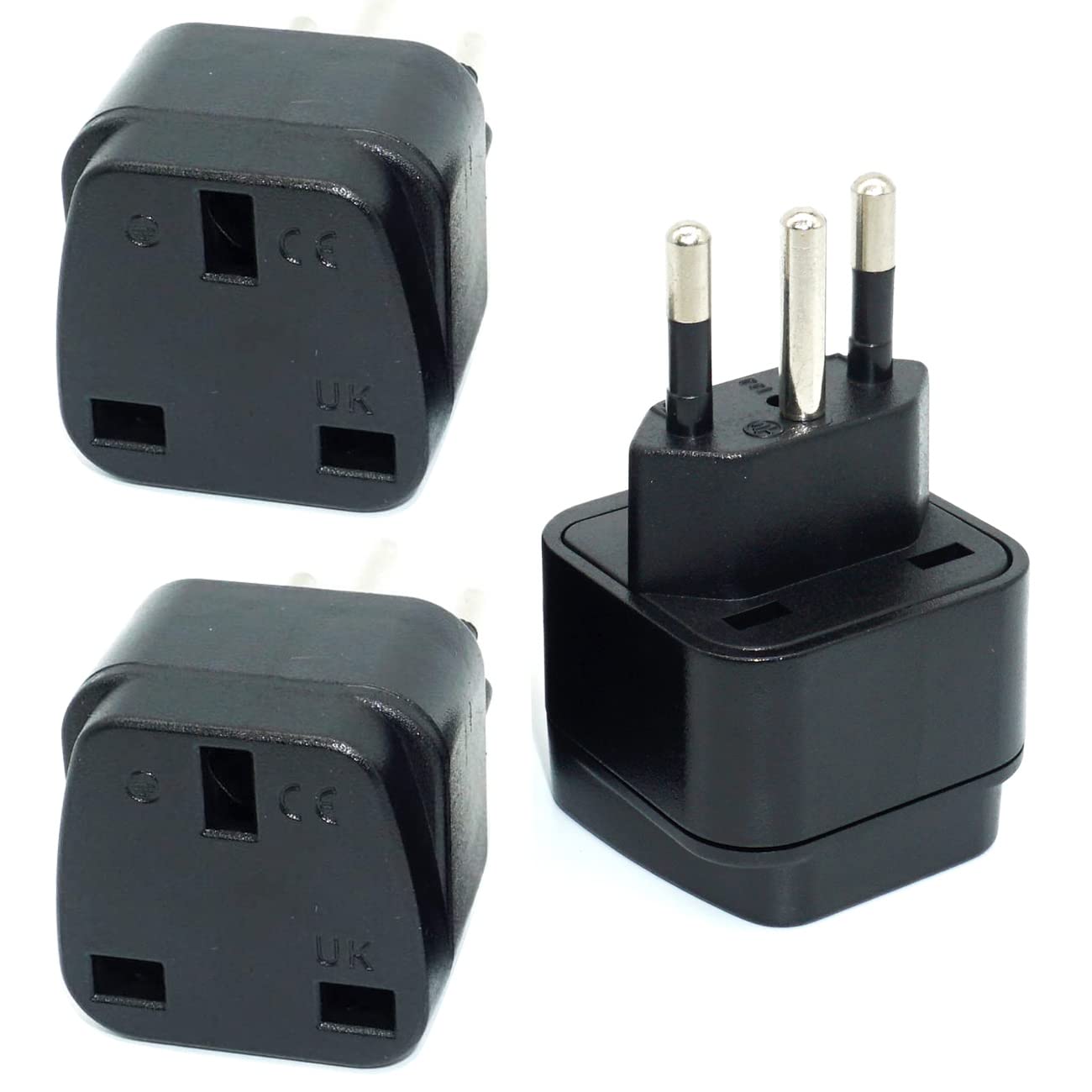 GOMMLEGOMMLE UAE/KSA/UK to Brazil (Type N) Travel Plug Adaptor, 3-Pin Type G UAE/KSA/UK Plug Convert to 3-pin Brazil Socket (3 Pieces)