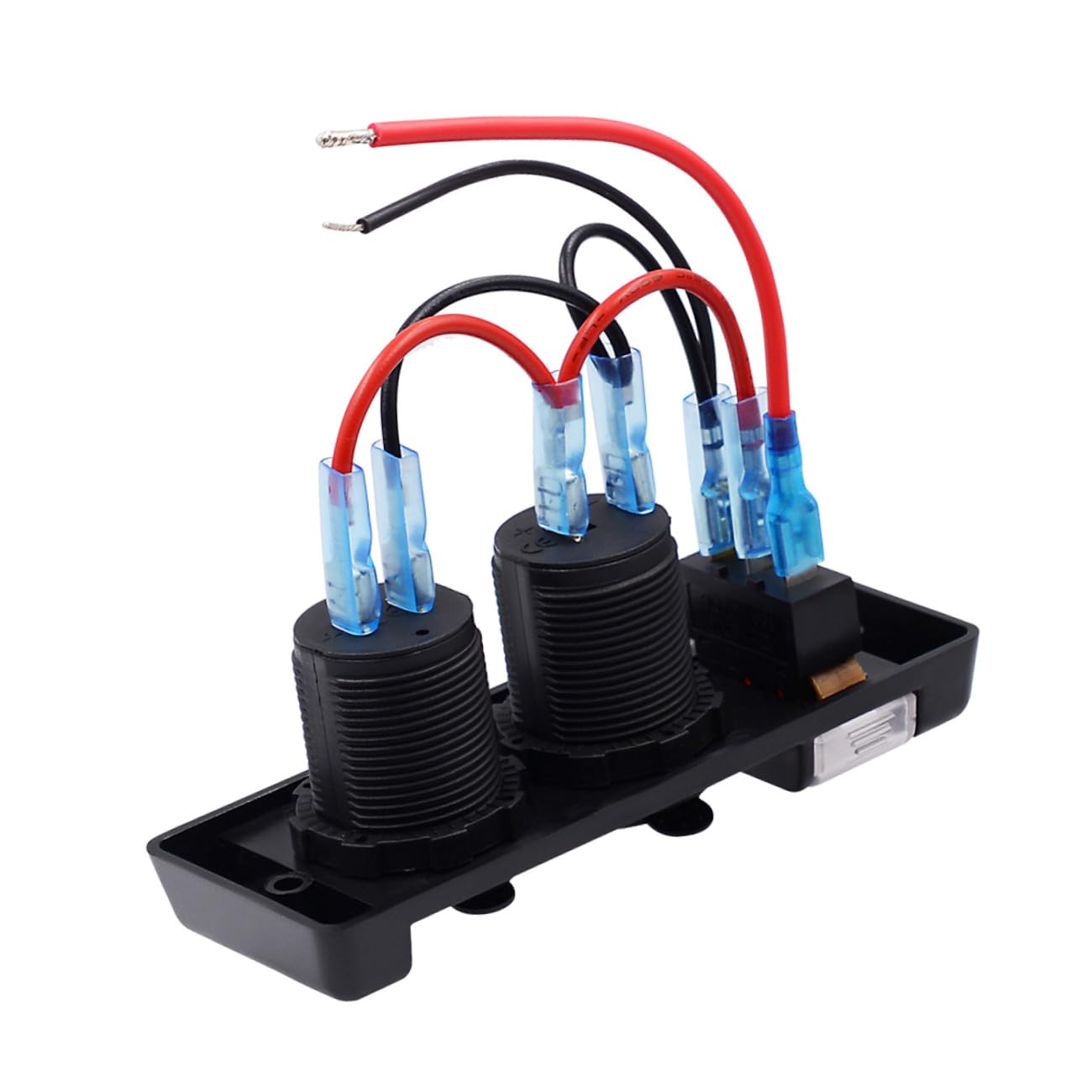 Pannello Caricatore Presa Accendisigari Dual USB 12-24v Nero | Abs, Alimentazione per Telefono e Tablet, per Auto, Barca e Yacht, Alta per Uso Nautico