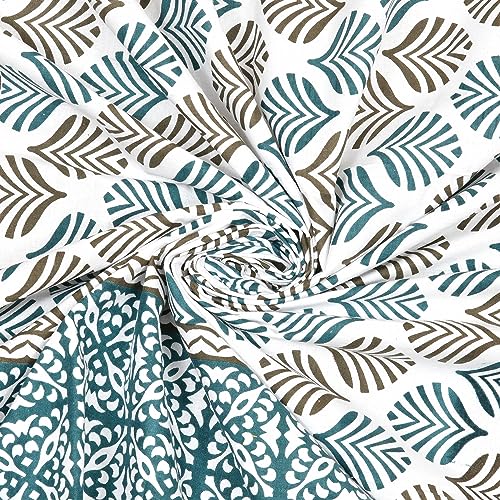 Image of BLOCKS OF INDIA 200Tc Diwan Set Cotton 8 Piece | Deewan Printed Bedsheet Sets For Living Room Hall (Set Of 8 Piece, 1-Bed Sheet | 2-Bolster Cover | 5-Cushion Cover (Color 20, Multicolor)