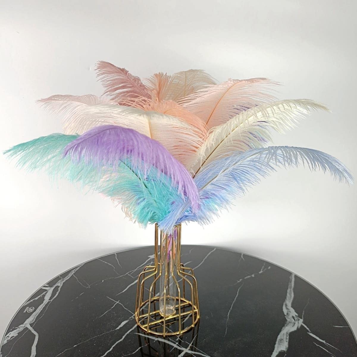 10 Stück farbige Straußenfedern zum Basteln, weiße große Straußenfedern, Dekor, Tischdekoration, Karneval, Hochzeit, Party, Dekoration, tiefes Seeblau, 50–55 cm, 20–22 Zoll