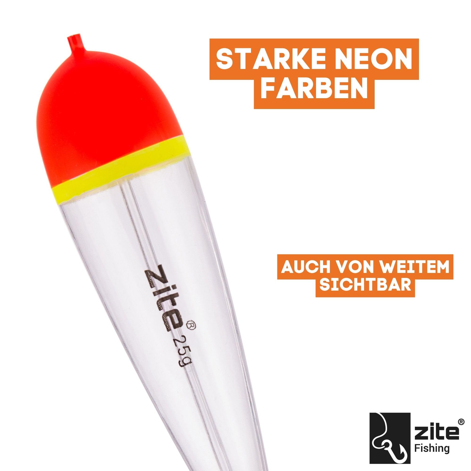 Zite Fishing Deadbait Kristall-Hechtposen Set | Raunfischposen 10–25 g | Fertige Doppel-Drilling Montagen auf Stahlvorfach | Kugelbleie Stopper Perlen inklusive | Köderfisch-Posen für Hecht