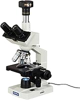 Vista 2 de OMAX microscopio digital compuesto trinocular con LEDes, de 40X-2500X, de laboratorio, con cámara digital de 5 MP y plataforma mecánica de capa doble