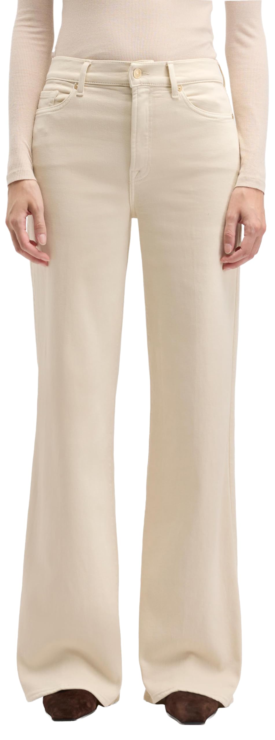 7 For All Mankind Women's Lotta Colored Luxe Vintage Oatmeal Pants, Beige, 23W