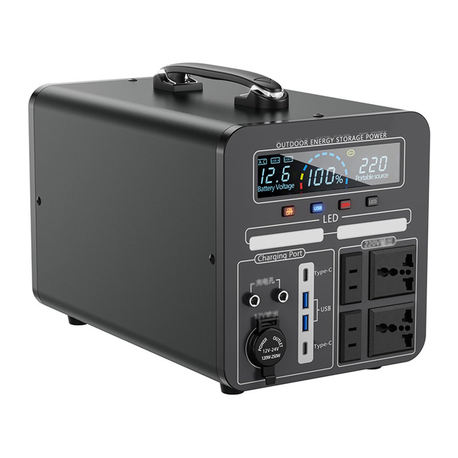 Banco de energía portátil de 1500 W, Fuente de alimentación de Almacenamiento de energía portátil para Exteriores, Mini estación de energía portátil de Carga rápida,600W+480Wh