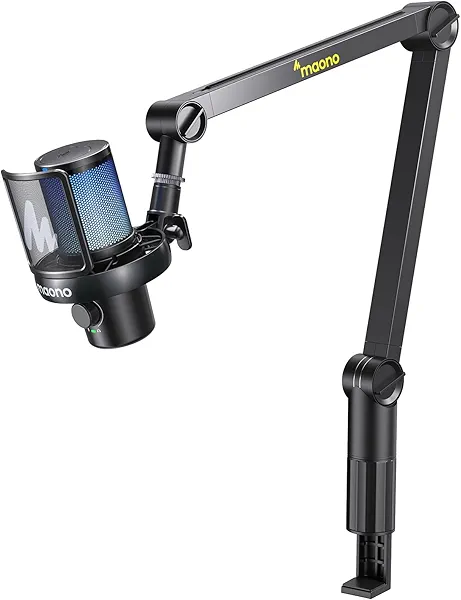 MAONO DM40 AI Wireless Condenser Microphone with Heavy Duty Fully Adjustable Boom Arm BA92