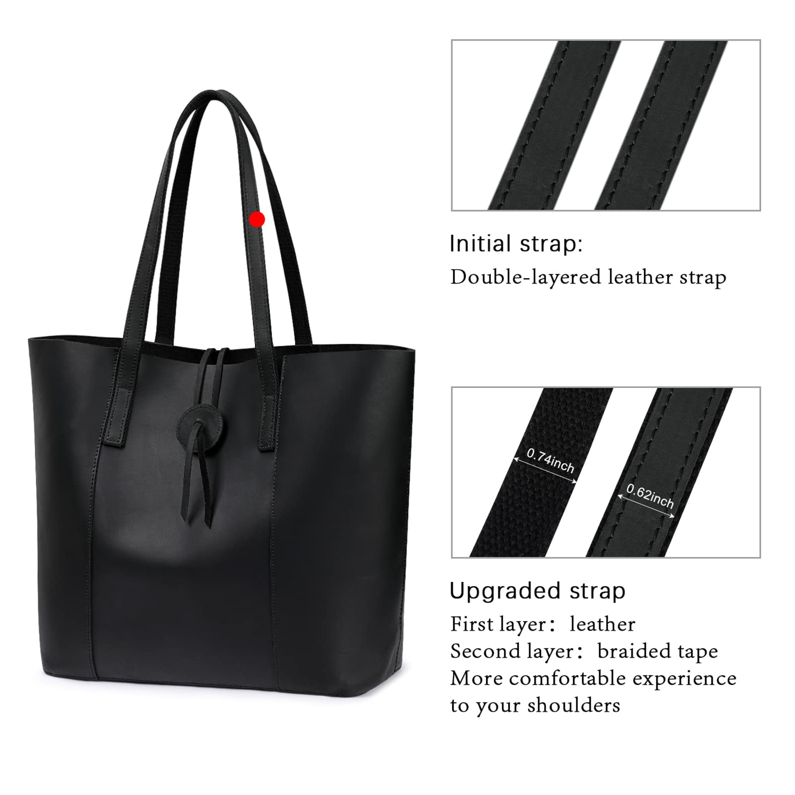 S-ZONE Vintage Genuine Leather Tote Bag for Women Large Shoulder Purse Handbag
