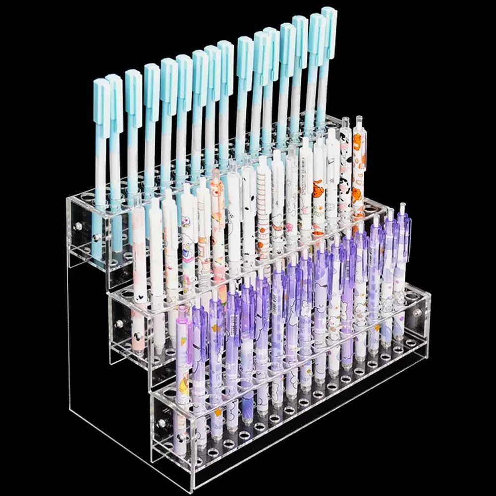 Clear Acrylic Pen Holder & Makeup Brush Organizer - Desktop Display Stand