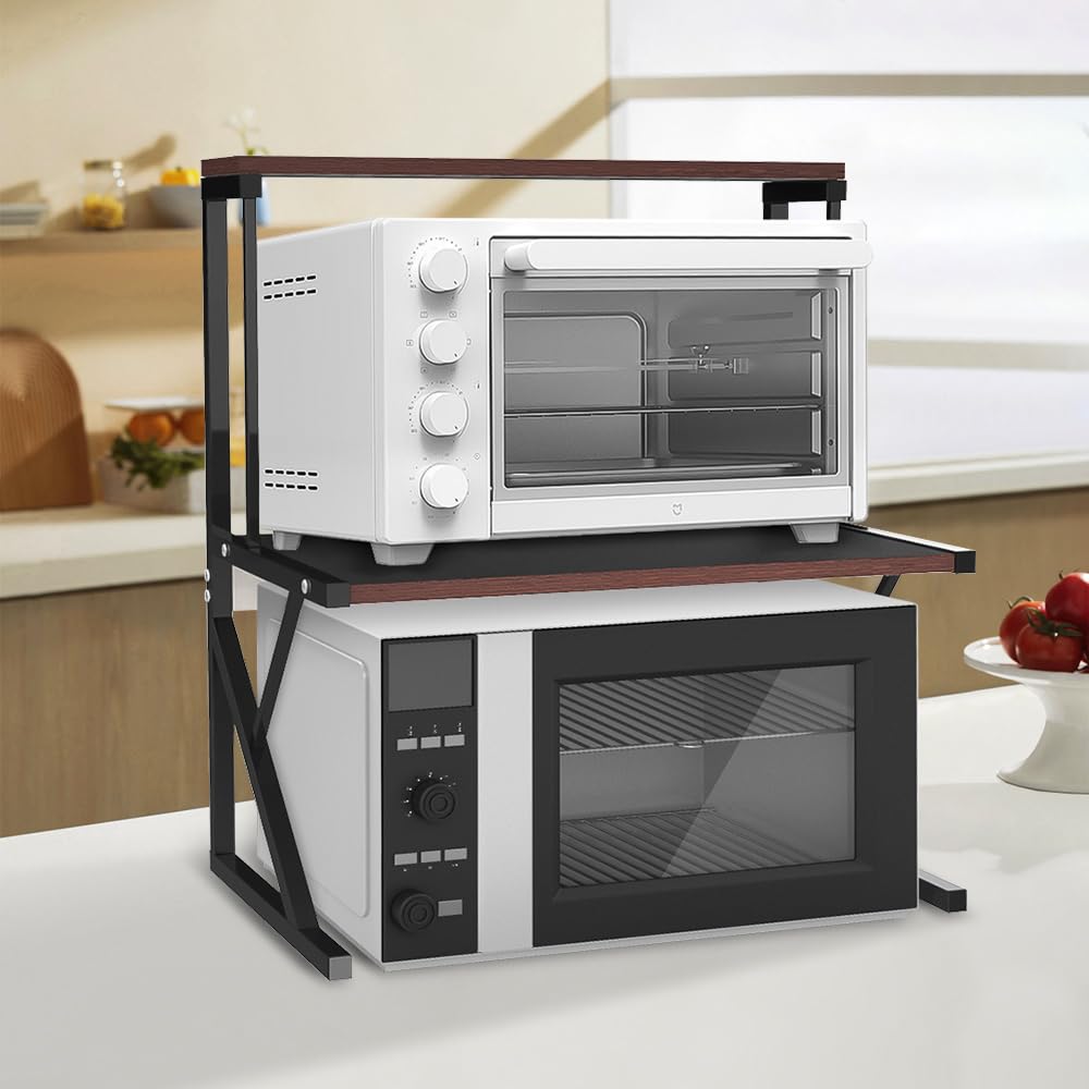 Songmics Étagère Pour Micro-ondes, Extensible, Support Pour Mini Four, Largeur Réglable De 41,5 à 64 Cm, Étagère De Cuisine, Acier Et Bambou, 4 Crochets, Noir Dès 29,99 € - Sur