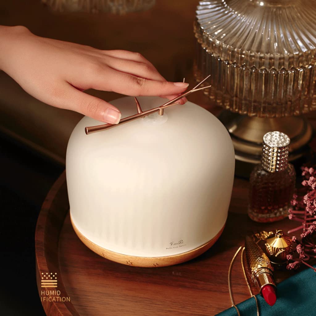 Ulepszony Slimme diffuser voor etherische olie met Bluetooth-muziek, ultrasone luchtbevochtiger van 230 ml voor een ontspannen sfeer in de slaapkamer, creatieve diffuser Zrelaksować się