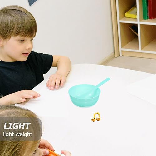 Miniatura 2 de Juego de 5 cuencos para mezclar arcilla y pegamento, recipientes de plástico seguros con cucharas verdes 3 34 pulgadas para manualidades de niños