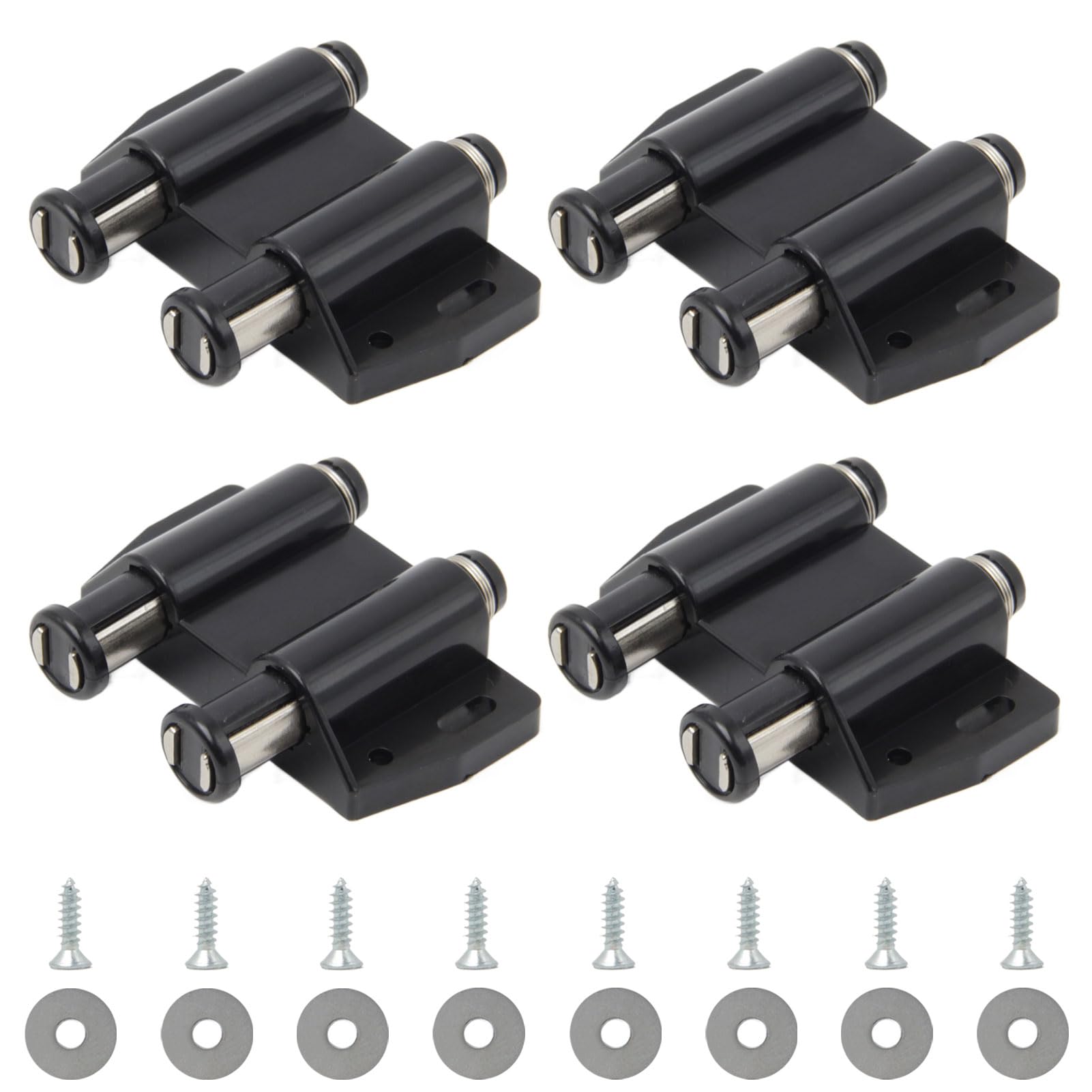 4 Pezzi Chiusura Magnetica Doppia a Spinta Push to Open Magnetico Per Ante in Plastica Chiusure Magnetiche a Molla Push Pull per Ante con Viti per Porta Armadio,Cassetto,Scorrevole (Nero)
