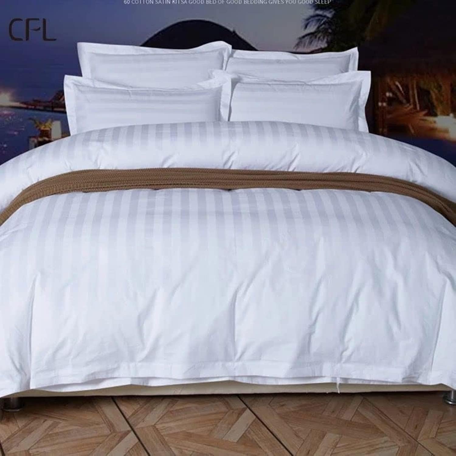 BLUEWORD Complete Bed Cover Set with Fitted Sheet, Soft Luxurious Bed Sheet Quilt Covers and Pillow -Duvet Cover - Fitted Sheet -Pillowcase Bedding Cover (white)