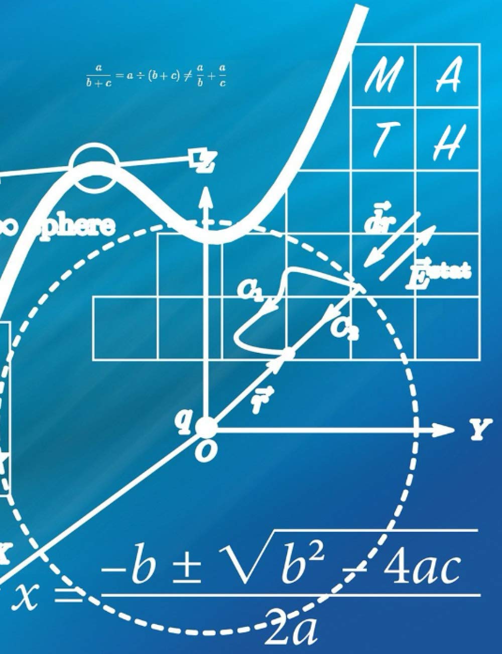 Math notebook: Graph paper notebook, quad ruled 1/2 inch math and science composition notebook for students