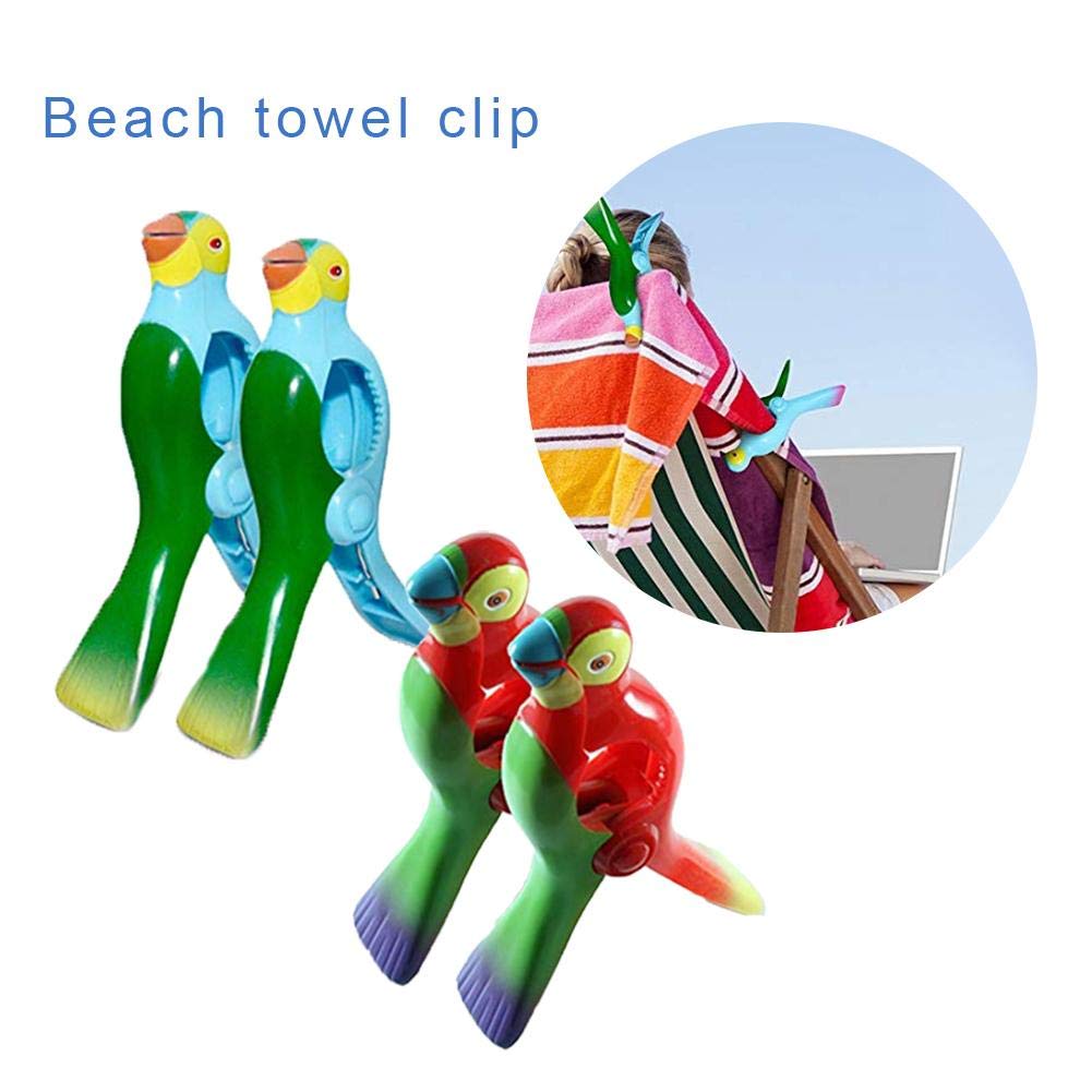 2 stuks handdoekclip papegaai vogel kunststof strand