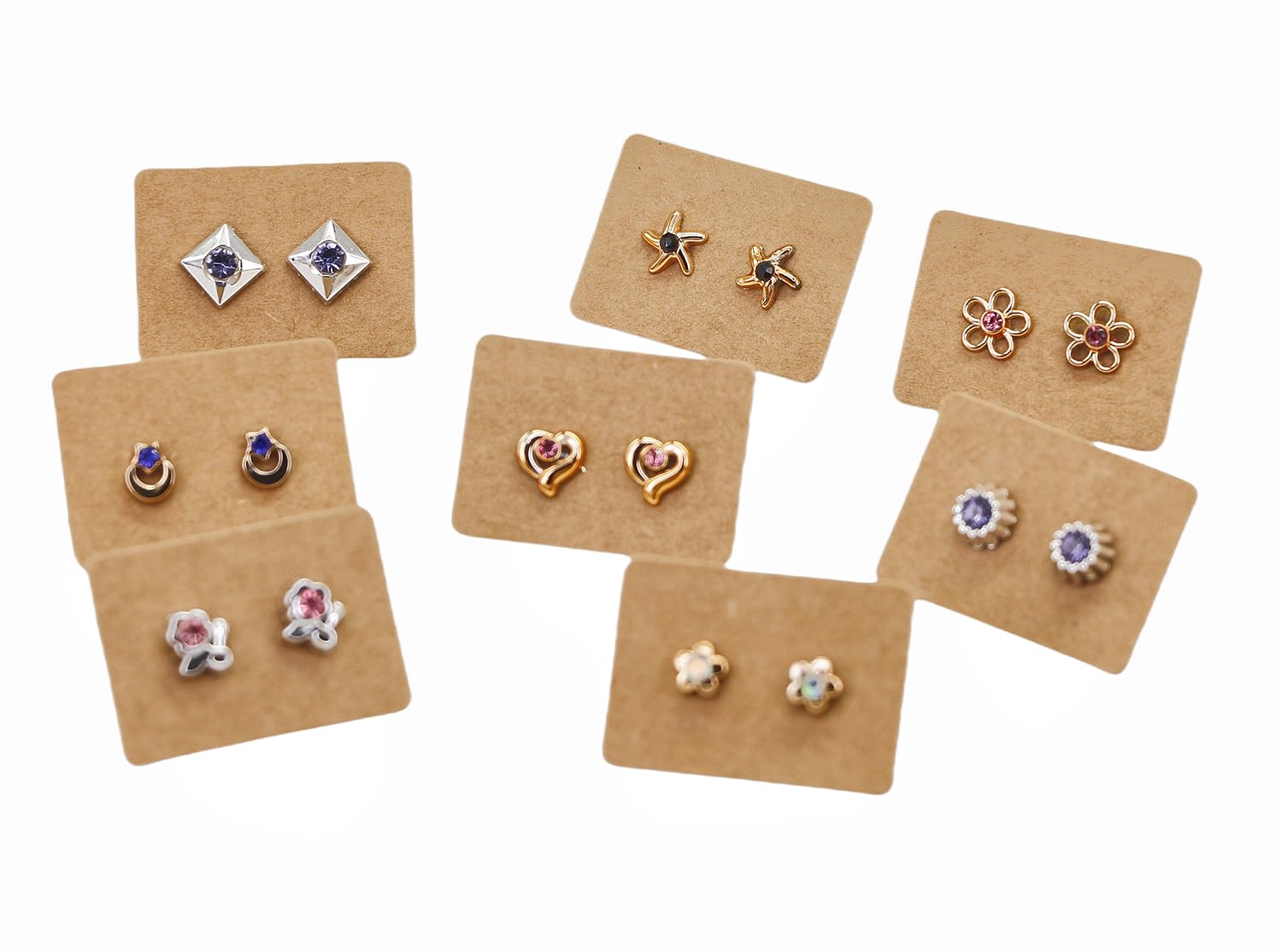 TIAMALL 300 PCS Earring Display Cards Kraft Paper Ear Tags Ear Stud Card (Brown)