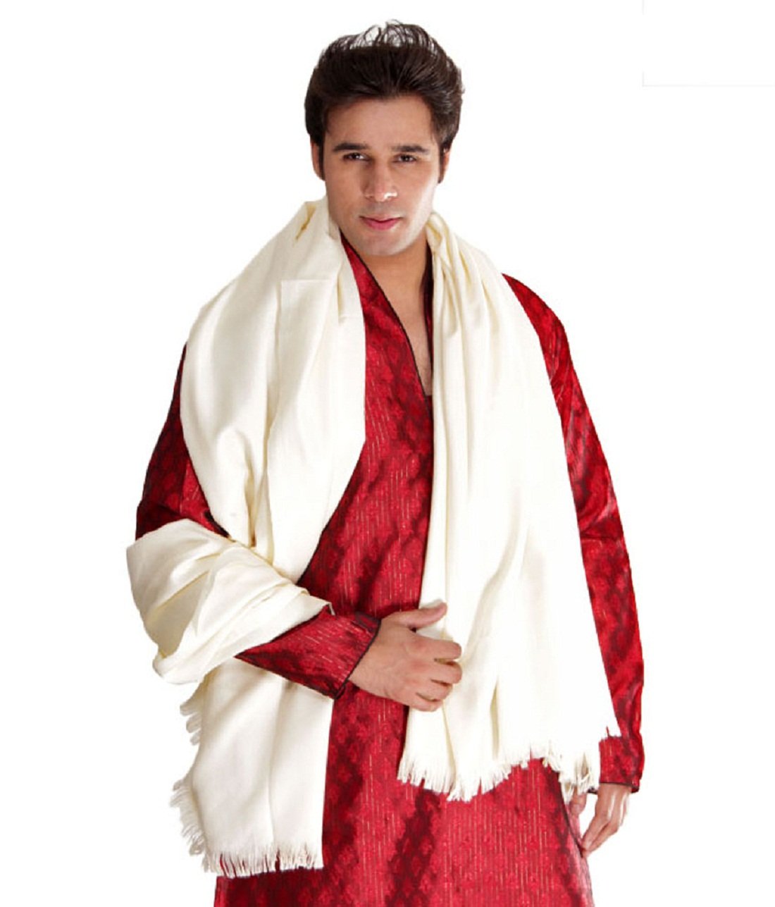Men Wool Stole (Ms00104_White_Free Size)-picture-47