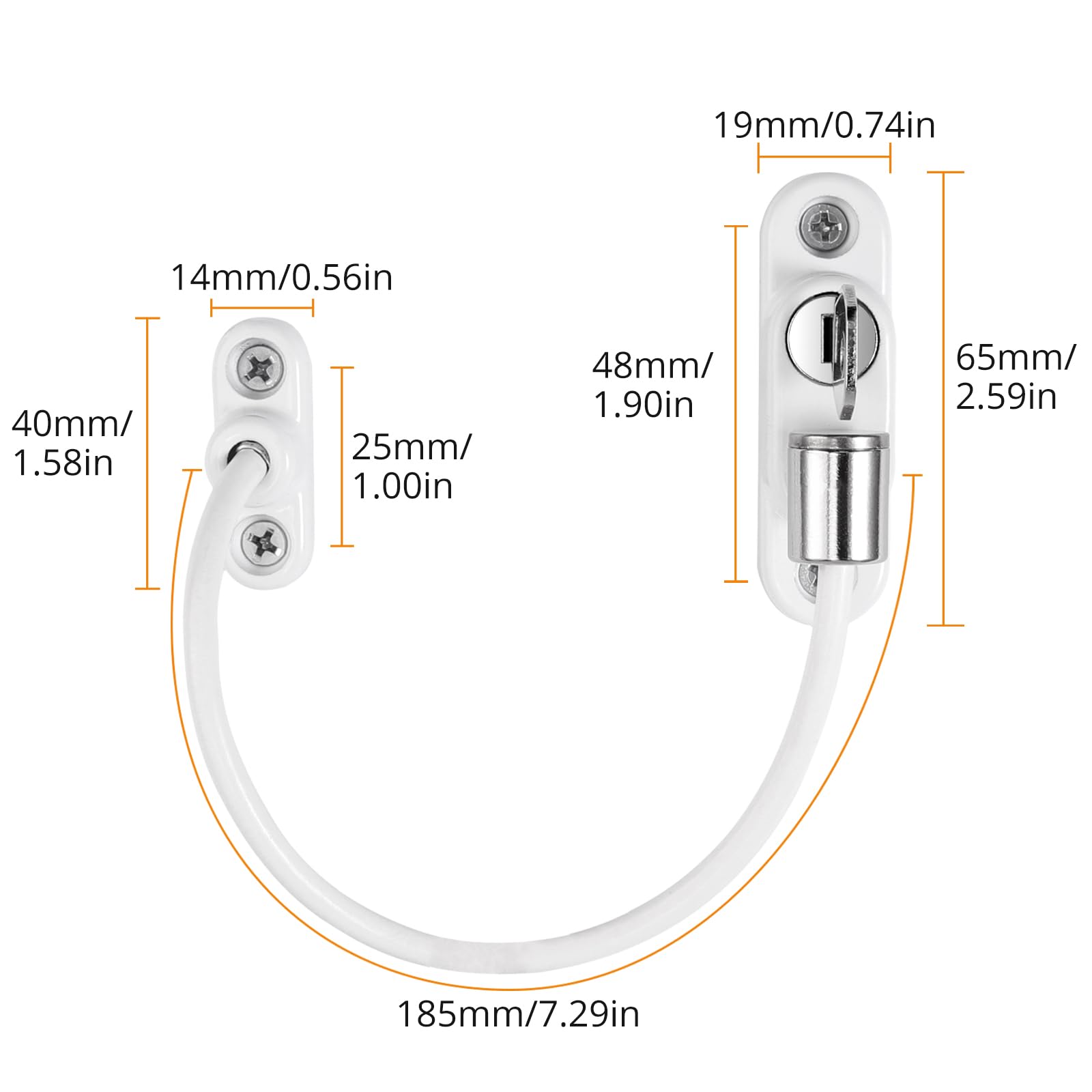 Neoteck 4PCS Cavo Limitatore di Apertura Porta e Finestra UPVC con Blocco Serratura di Sicurezza per Bambini Sicurezza di Finestra Include con Chiavi e Viti