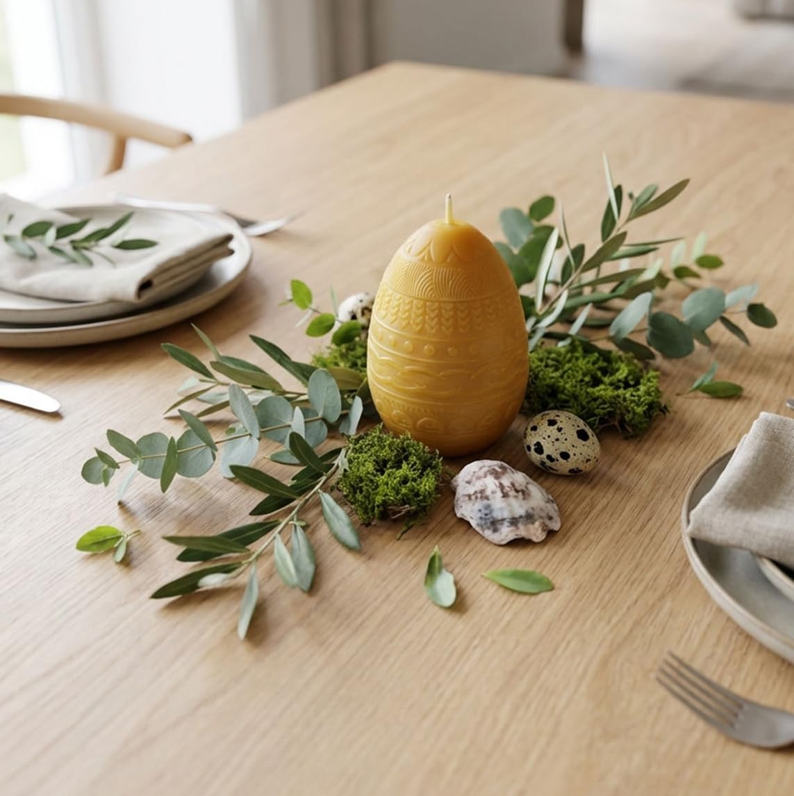 Juego de 10 velas de cera de abejas huevo decoración de Navidad natural eco