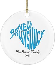 New Brunswick Word Art Christmas Ornament, Family Engagement Married Together for Couples Travel Vacation Gift Engaged Wedding Marriage