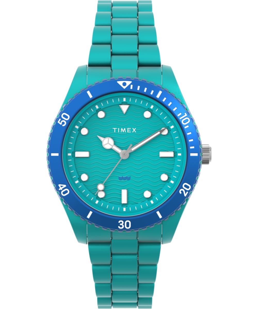 Timex Women's Trend 37 mm Watch - Green Tide Ocean Material Bracelet with Green Dial and Case TW2Y04700