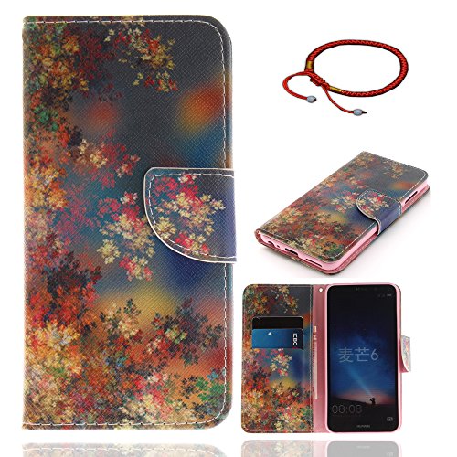 GOCDLJ Funda para Huawei Mate 10 Lite, PU Estilo de Forma de Cuchillo Caso de Flip Huawei Mate 10 Lite Carcasa Teléfono Ultra Delgado Case Purse Pouch Cover Diseño Hojas de otoño