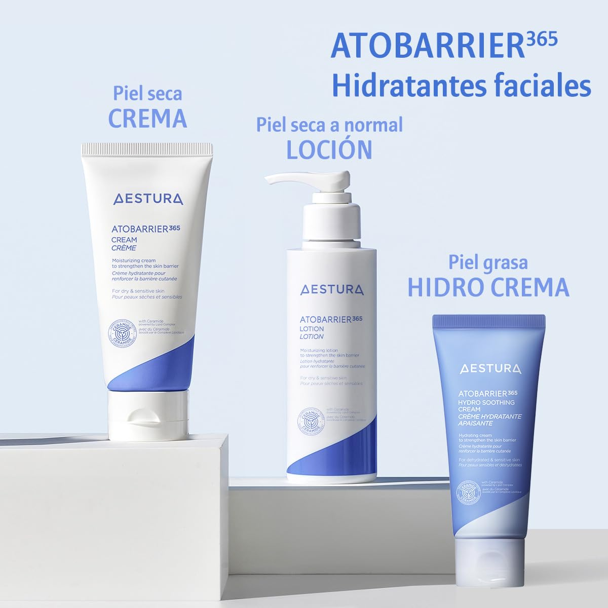 AESTURA ATOBARRIER365 CREMA con Ceramida Hidratante 120 horas en cápsulas visibles Complejo lipídico patentado Crema facial para piel seca y sensible Probada por dermatólogos 80mL