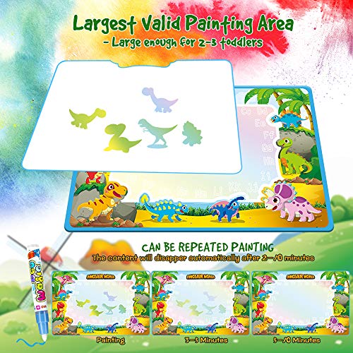 TECBOSS Water Doodle Mat, Kids Large Water Drawing Board Toys, Aqua Magic Mess-Free Painting Doodle Educational Toy for Age 2 3 4 5 6 Years Old - Thumbnail 3