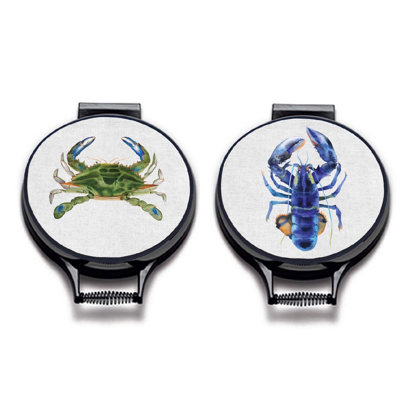 Coastal Hob Covers – Set of 2 | 37cm Round | Compatible with AGA, Heritage & Stanley Cookers | Heat-Resistant Pads | Chefs kitechen Accessories (Pinchy (Crab & Lobster))