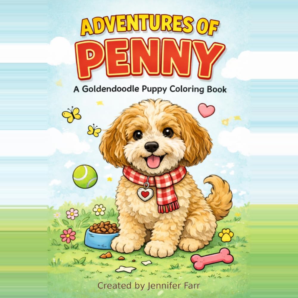 Adventures of Penny: A Goldendoodle Puppy Coloring Book (Penny The Goldendoodle Coloring Book)
