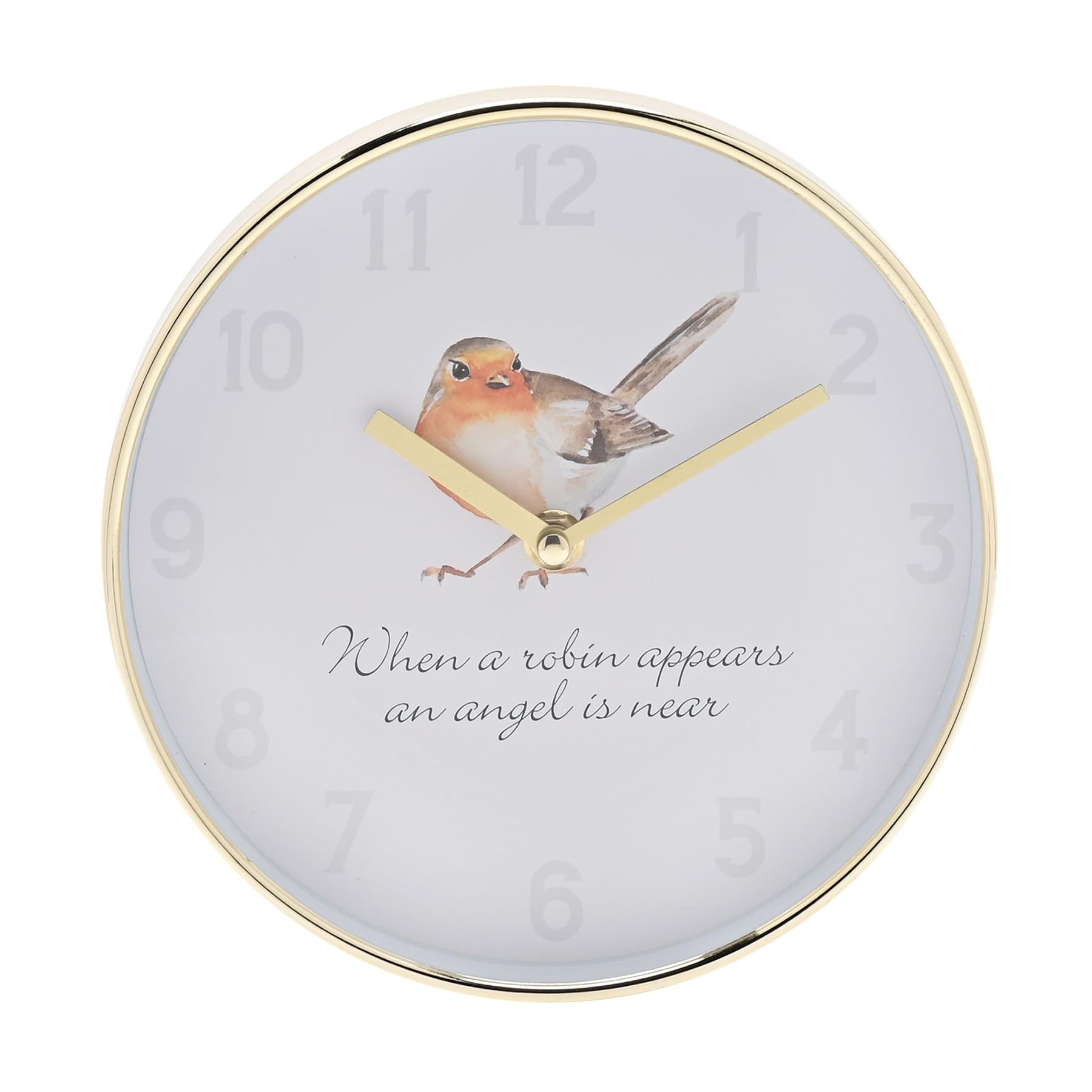 Widdle Gifts White Robin Wall Clock 20Cm Battery Operated - When A Robin Appears An Angel Is Near 5276